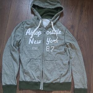Aeropostale Olive Green Hoodie with White Accents